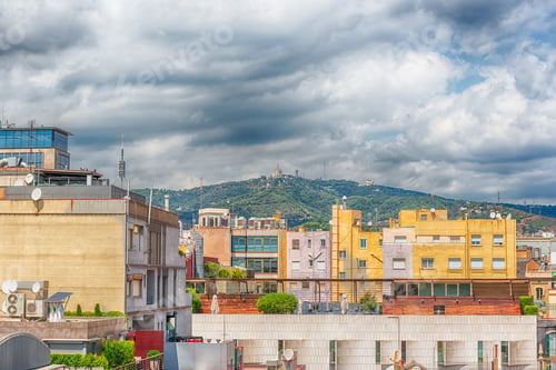 Preview: Aerial View Over The Rooftops Of The Eixample District In Barcelona, Catalonia, Spain
