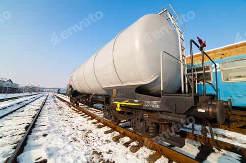 Preview: Petroleum Tank On Railway In A Sunny Winter Day