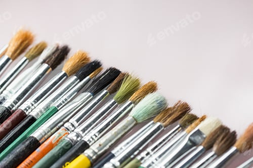 Preview: Set Of Different Paintbrushes With White Background