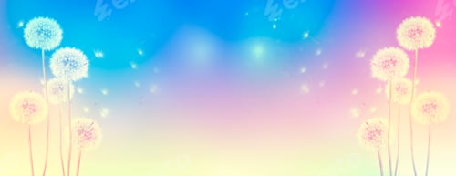 Preview: Fluffy Dandelion Flower Against The Background Of The Summer Landscape.