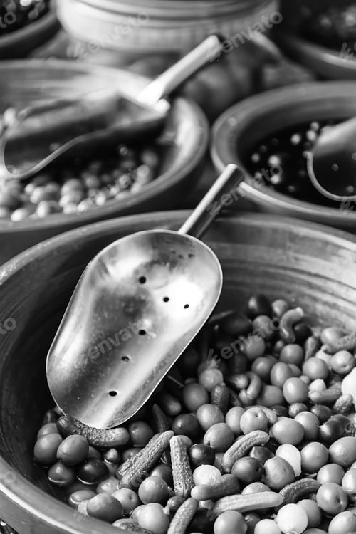 Preview: Olives In A Traditional Market, Detail Of Olives Preserved In Oil