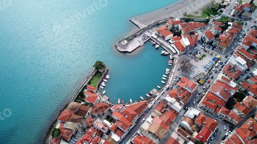 Preview: Aerial Drone Photo Of Iconic Fortified Medieval Port In Historic City Of Nafpaktos