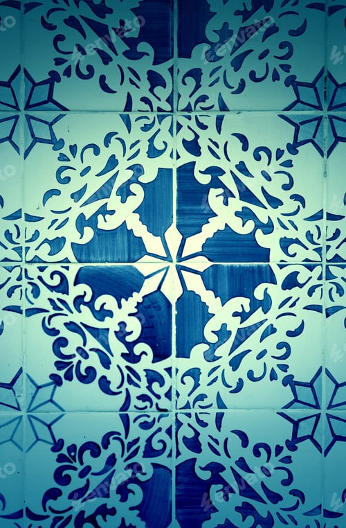 Preview: Typical Old Lisbon Tiles, Detail Of A Classic Ceramic Tiles, Art Of Portugal