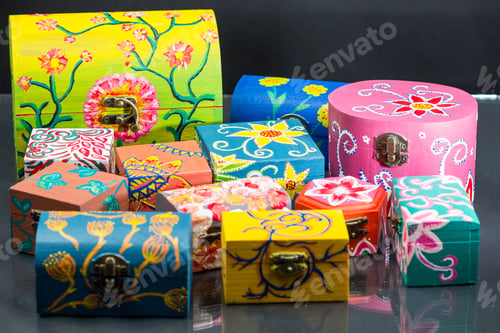 Preview: Painted, Wooden Small Boxes For Multiple Purposes