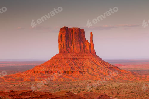 Preview: View On East Mitten Butte At Sunrise. Navajo Park Of Monument Valley. Arizona, Usa.