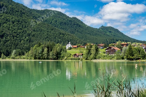 Preview: Weissensee Lake In Alps Mountains, Bavaria, Germany