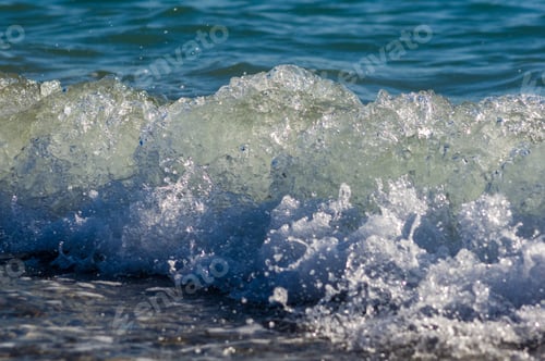 Preview: Sea Landscape Is A Pebbly Beach With Waves In White Foam