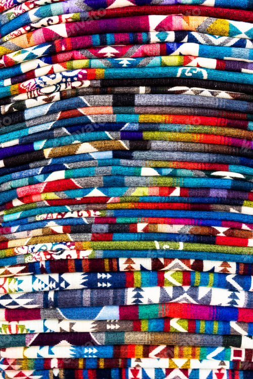 Preview: The Typical Andean Fabrics Sold On The Handicrafts Market Of Otavalo, Ecuador.