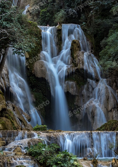 Preview: Waterfall In Rain Forest. (Tat Kuang Si Waterfalls At Luang Prabang, Laos)