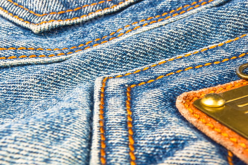 Preview: Closeup Of The Fittings And Seams On The Jeans Hand Bag