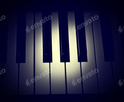 Preview: Vignetting Photo Of Spot Of The Light On The Piano Keys Closeup