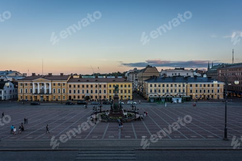 Preview: View From Above Of The Senate Square Of Helsinki During The Sunset, Finland