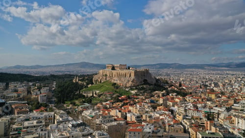 Preview: Aerial Drone Photo Of Urban City Of Athens And Famous Acropolis Hill And The Parthenon, Attica