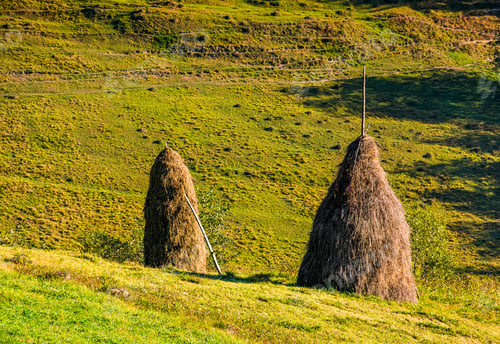 Preview: Haystack On The Rural Field On Hillside In Autumn