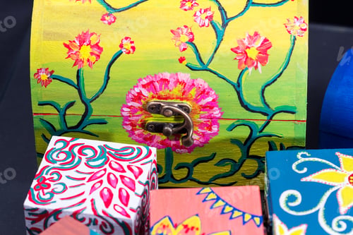 Preview: Painted, Wooden Small Boxes For Multiple Purposes
