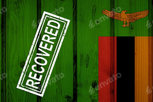 Preview: Flag Of Zambia That Survived Or Recovered From The Infections Of Corona Virus Epidemic Or