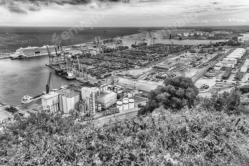 Preview: Aerial View Over The Commercial And Industrial Port Of Barcelona, Catalonia, Spain