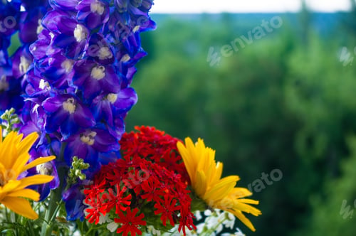 Preview: A Bouquet Of Bright Spring Flowers Of Various Types