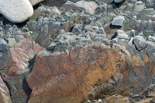Preview: Pebble Stones On The Sea Beach On A Warm Summer Day, The Rolling Waves Of The Blue Sea With White
