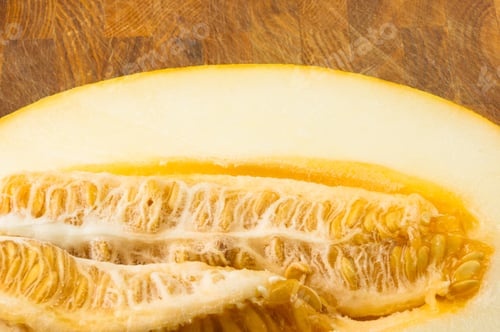 Preview: Half Of Ripe Juicy Melon On Wooden Background