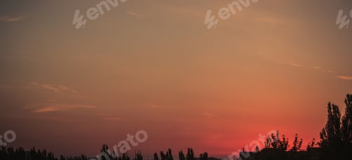 Preview: Landscape With Dramatic Light - Beautiful Golden Sunset With Saturated Sky And Clouds.