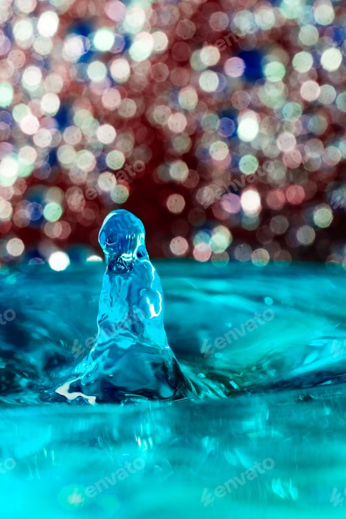 Preview: Abstract, Colorful Composition With Small Bokeh Lights, Water Drops And Water Texture. Can Be Used
