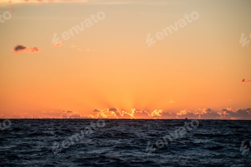 Preview: Colorful Orange Sunrise Over The Lake In Summer