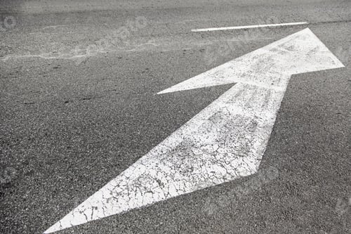 Preview: Arrow Direction On Asphalt, Detail Of A Road Sign