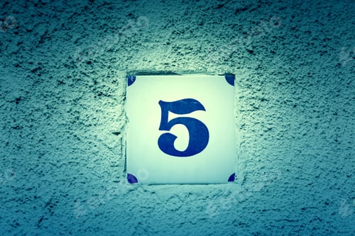 Preview: Number Five Of Information On A Wall, Detail Of Odd Number, Direction