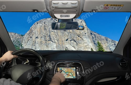 Preview: Driving A Car While Using The Touch Screen Of A Gps Navigation System El Capitan, Iconic Mountain
