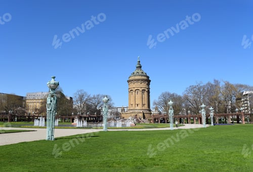 Preview: Rose Garden In Mannheim With Water Tower