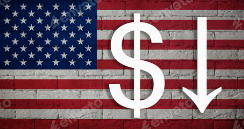 Preview: Symbolic Depreciation Of The National Currency Dollar Against Of The Country Flag Of Usa Or