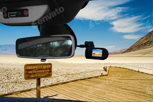 Preview: Looking Through A Dashcam Car Camera Installed On A Windshield With View Of Badwater Basin, The
