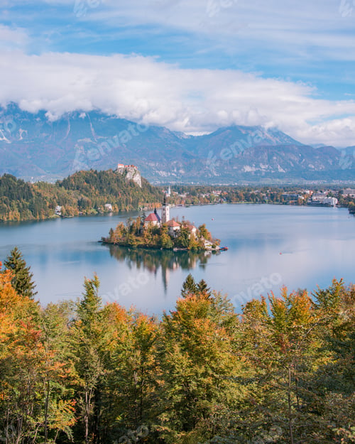 Preview: Lake Bled With The Church On The Island And Castle On The Hill In Autumn Time.