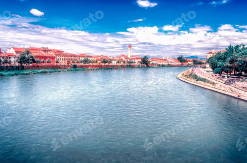 Preview: View Over Adige River In Central Verona, Italy