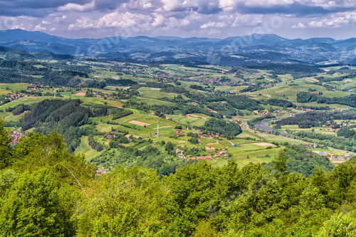 Preview: View Of Polish Town Rytro From Beskidy Mountains (Beskid Sadecki). Beskid Sadecki Is A Part Of
