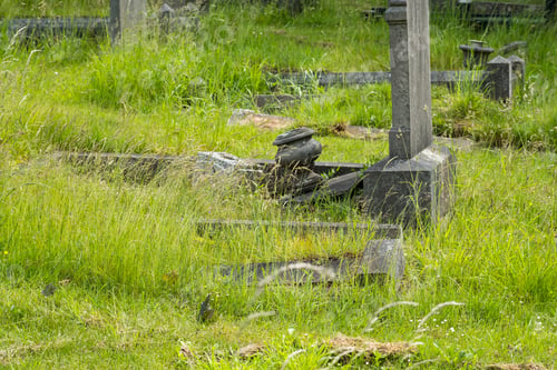 Preview: Broken Grave Stones In A Cemetery, Nottingham, Uk