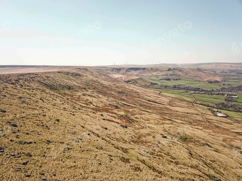 Preview: Aerial View Of Higher Moor Nr. Stoodley Pike, Higher Moor, Hebden Bridge, West Yorkshire, Uk