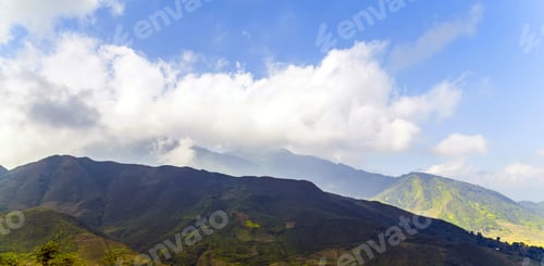 Preview: Mountain Range Panoramic Landscape Summer Time Hill Countryside Of Tonkinese Alps Sapa, Vietnam