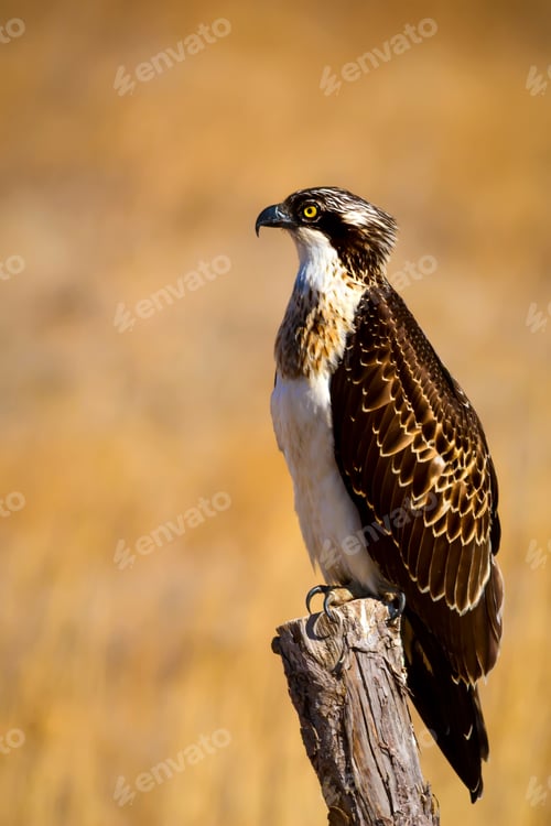 Preview: Osprey. Yellow Nature Background.