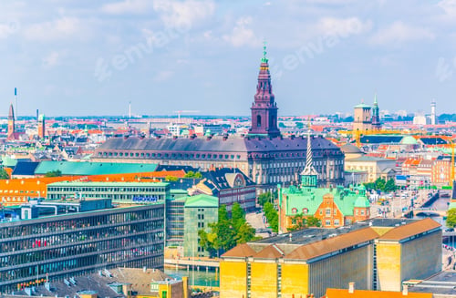Preview: Aerial View Of Copenhagen Including The Borsen Building And The Christiansborg Palace