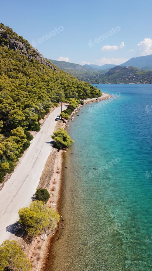 Preview: Aerial Bird'S Eye View Photo Taken By Drone Of Famous Exotic Calm Sea Natural Lake Vouliagmeni