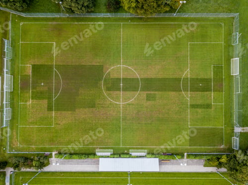 Preview: Aerial View Of Empty Soccer Field In Europe