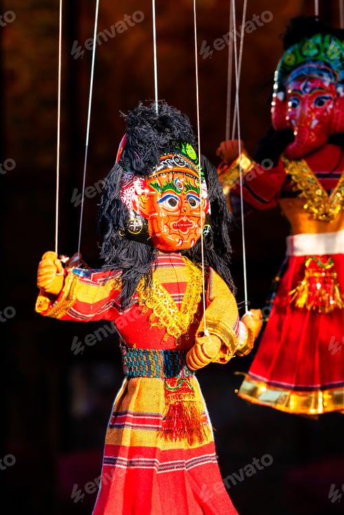 Preview: Colorful Marionettes For Sale On The Streets Of Kathmandu, Nepal