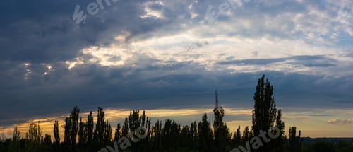 Preview: Landscape With Dramatic Light - Beautiful Golden Sunset With Saturated Sky And Clouds.