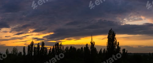 Preview: Landscape With Dramatic Light - Beautiful Golden Sunset With Saturated Sky And Clouds.