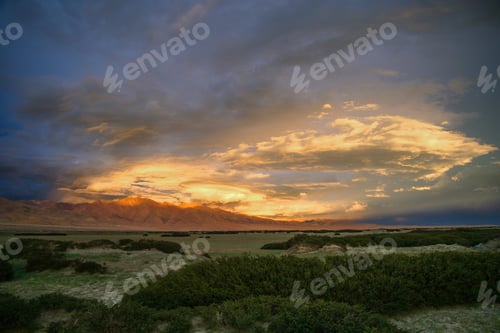 Preview: Beautiful Sunset Over The Landscape In The Remote Area Of Central Tibet