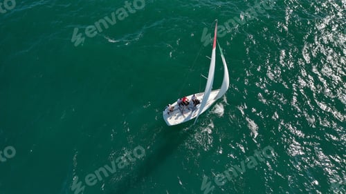 Preview: Aerial Photo Of Sail Boats Practising For Regatta Near Port Of Mikrolimano, Piraeus, Attica, Greece