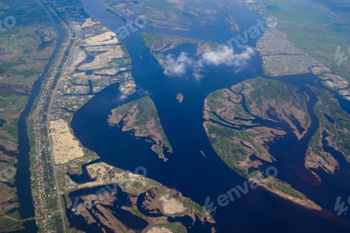 Preview: Amazing View From Window Of Airplane Flying Over Dnepr River, Ukraine
