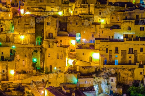 Preview: Night View Of Rooftops Of The Italian City Matera.